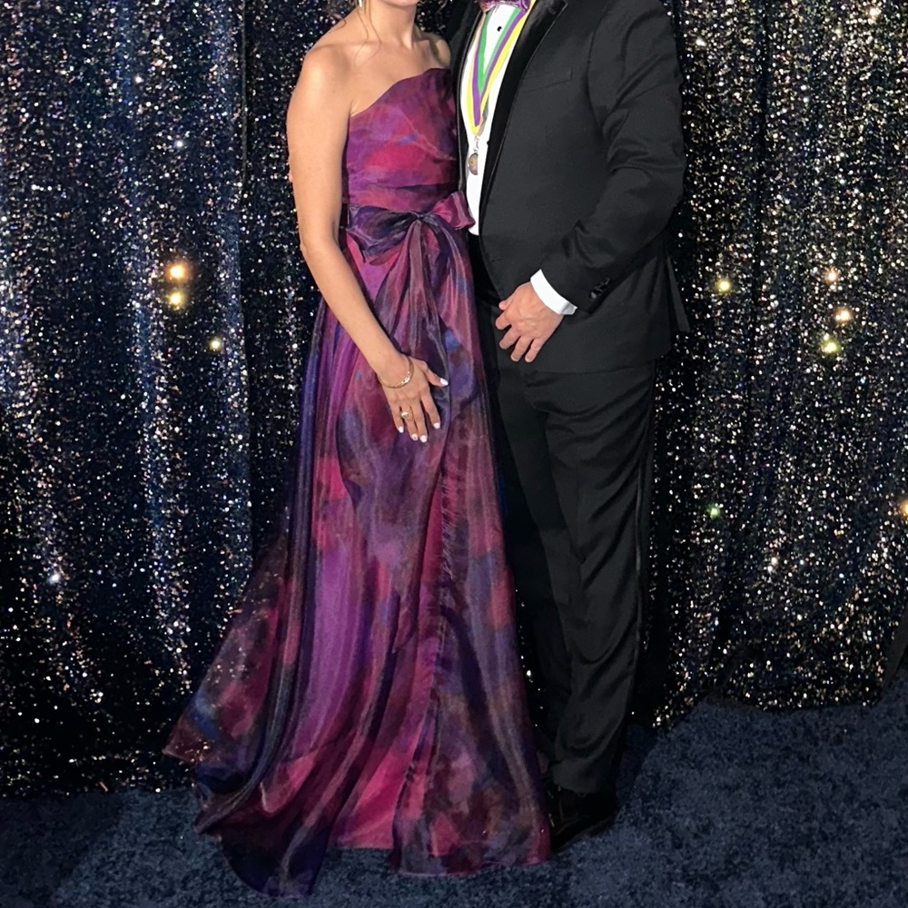 Rene Ruiz Collection Strapless Draped Chiffon Gown